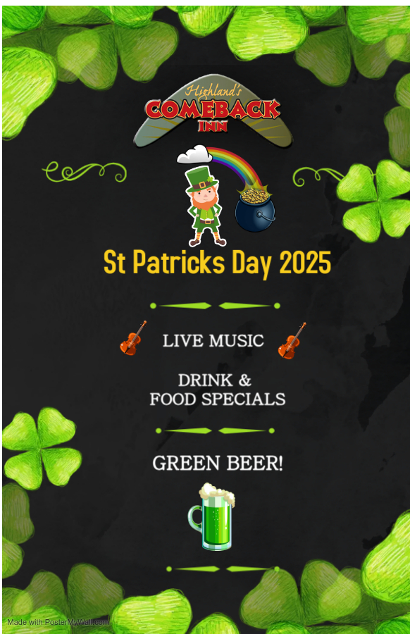 black patricks day menu half page wide made with postermywall